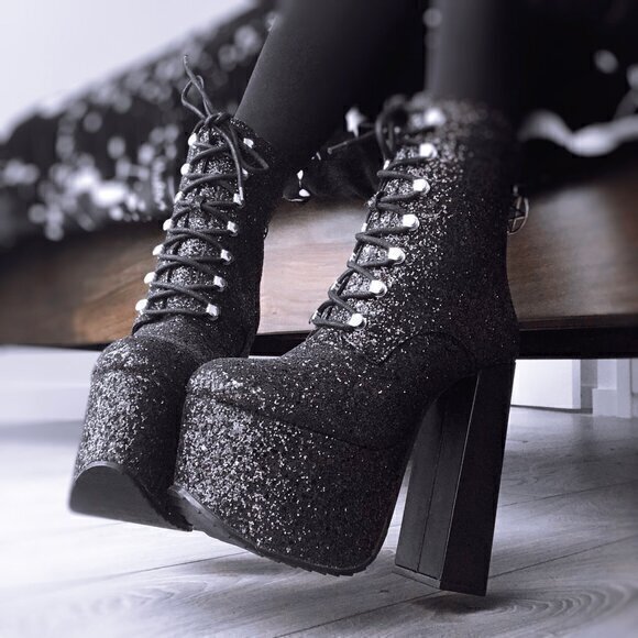 Limited Edition/Sold Out Killstar Bowie Glitter Platform Boots - Picture 2 of 5